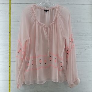 Victoria's Secret Sheer Pink Boho Top, Size Medium